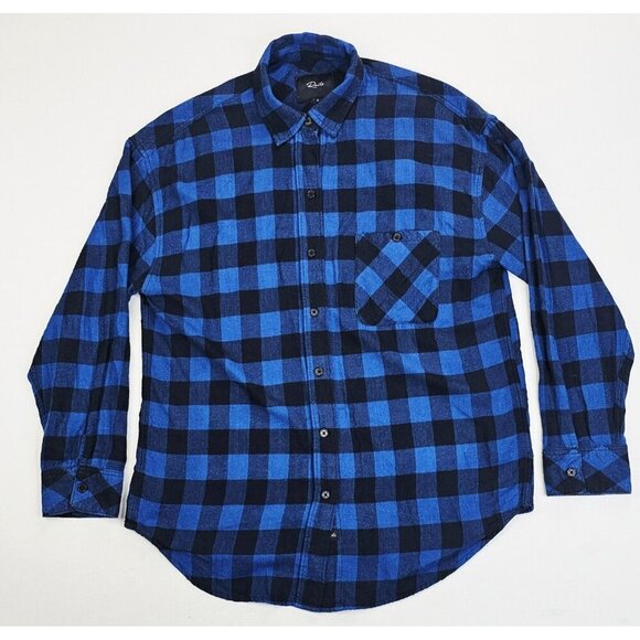 Rails Sz Small Womens Black Blue Check Flannel Long Sleeve Logo Tag Pocket Shirt - Picture 1 of 11